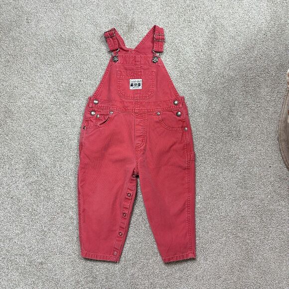 Lands' End Other - Vintage 90s Kids Overalls Lands End Roveralls Unisex 3T Toddler Red Cotton